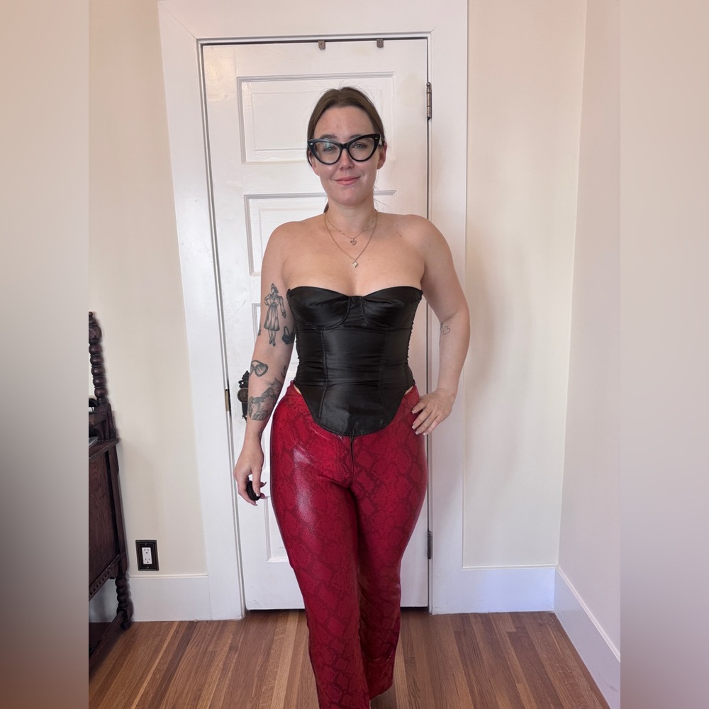 80s Vintage Black Satin Bustier Sz Sm - Picture 1 of 9